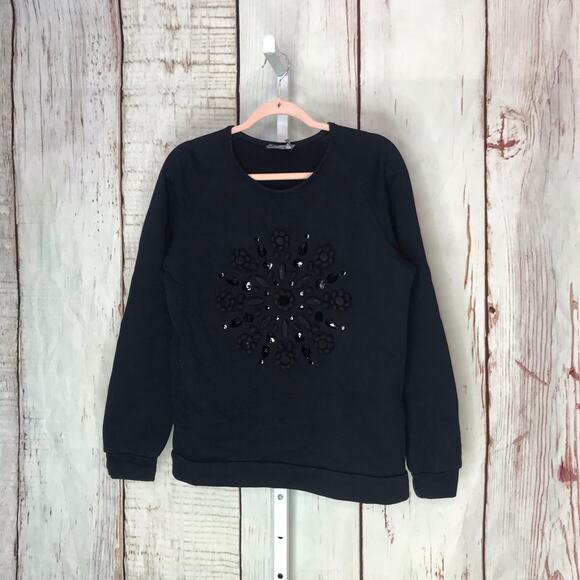 lanvin paris 22F ST honore snowflake scoop neck long sleeve  sweater - Picture 1 of 7